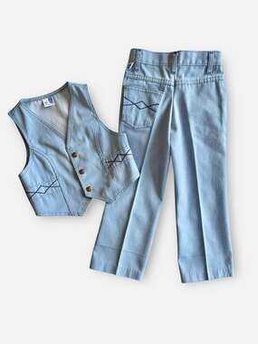 Vintage 1970s Garanimals Kids 2-Piece Denim Vest and Flare Pant Set Size 6
